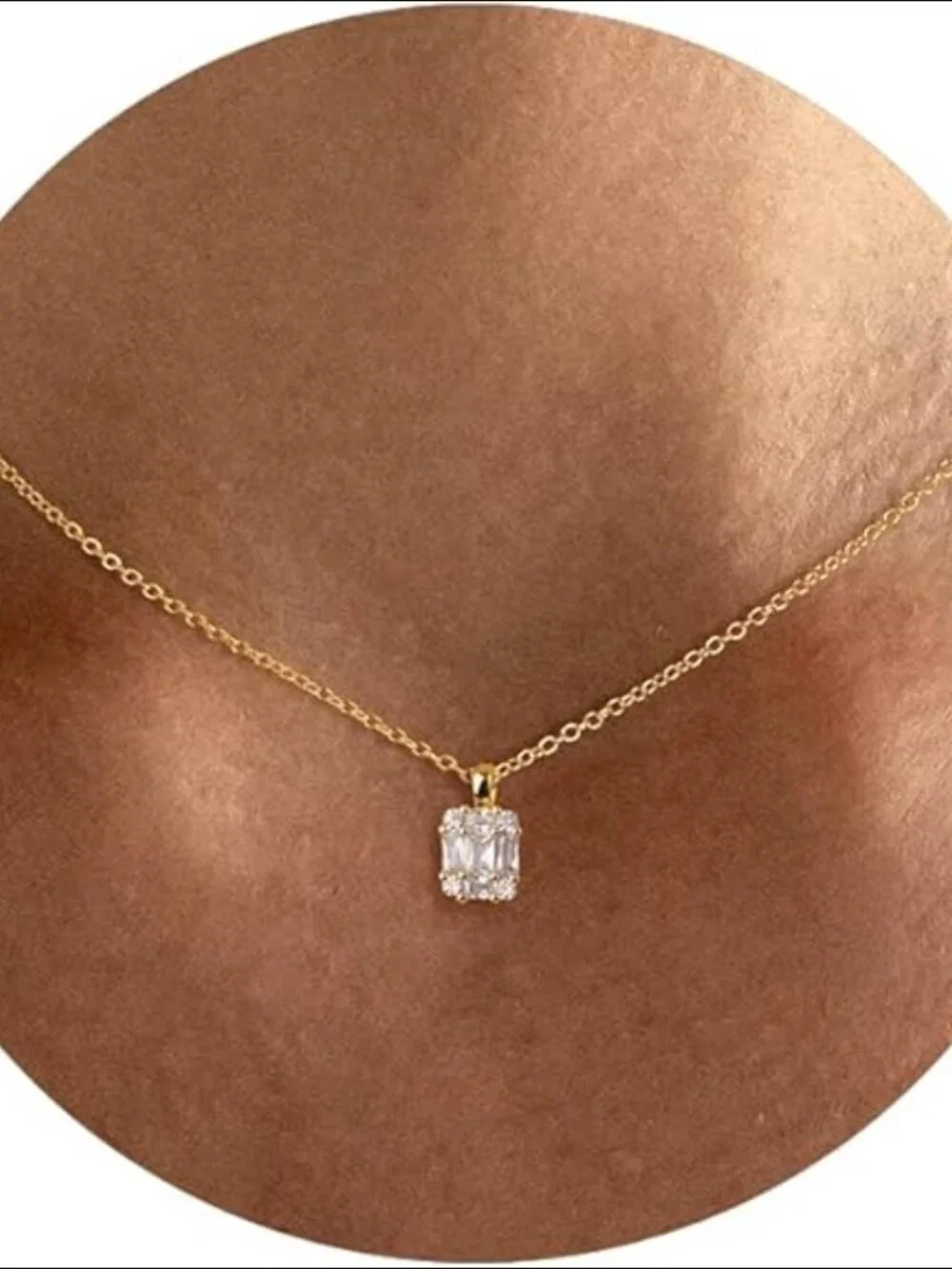 14k Gold Plated Dainty Pendant Necklace Choker Cubic Zirconia
